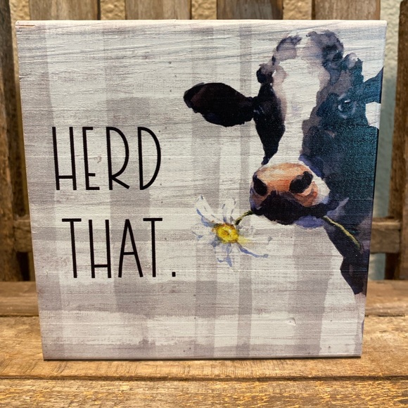 Farmhouse Cow Decor, Cow Herd That Wood Sign For Tier Trays, Small Cow Sign - Picture 3 of 10